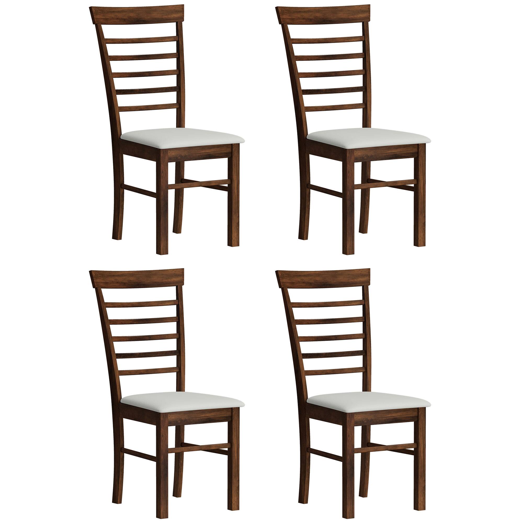 Alt View 1. Homcom - Dining Chairs Set of 4, Farmhouse Upholstered Kitchen Chairs with Rubber Wood Frame - Dark Brown.