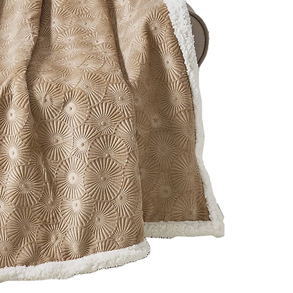 Alt View 2. Noble House - Plazatex Louvre Sherpa Decorative Super Soft Throw Blanket for Sleep/Decor 50" x 60" Taupe - Taupe.