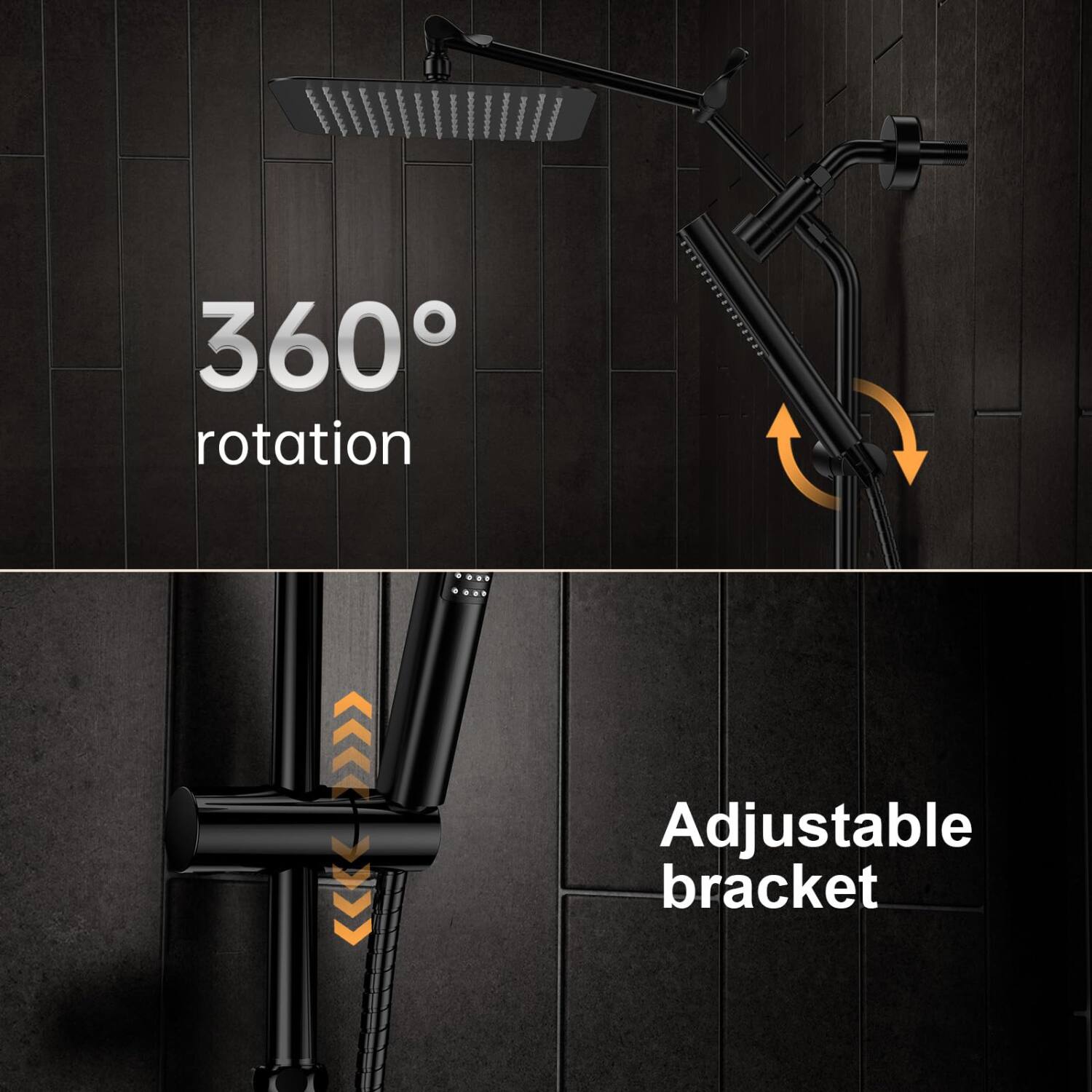 360° rotation  
Adjustable bracket