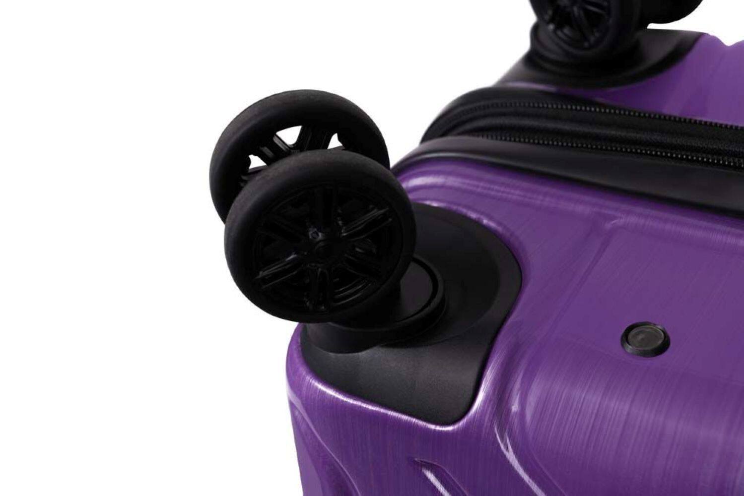Angle. Nonstop - New York Elite 3 Piece (20"/24"/28") Luggage Set With 3 Packing Cubes - Purple.