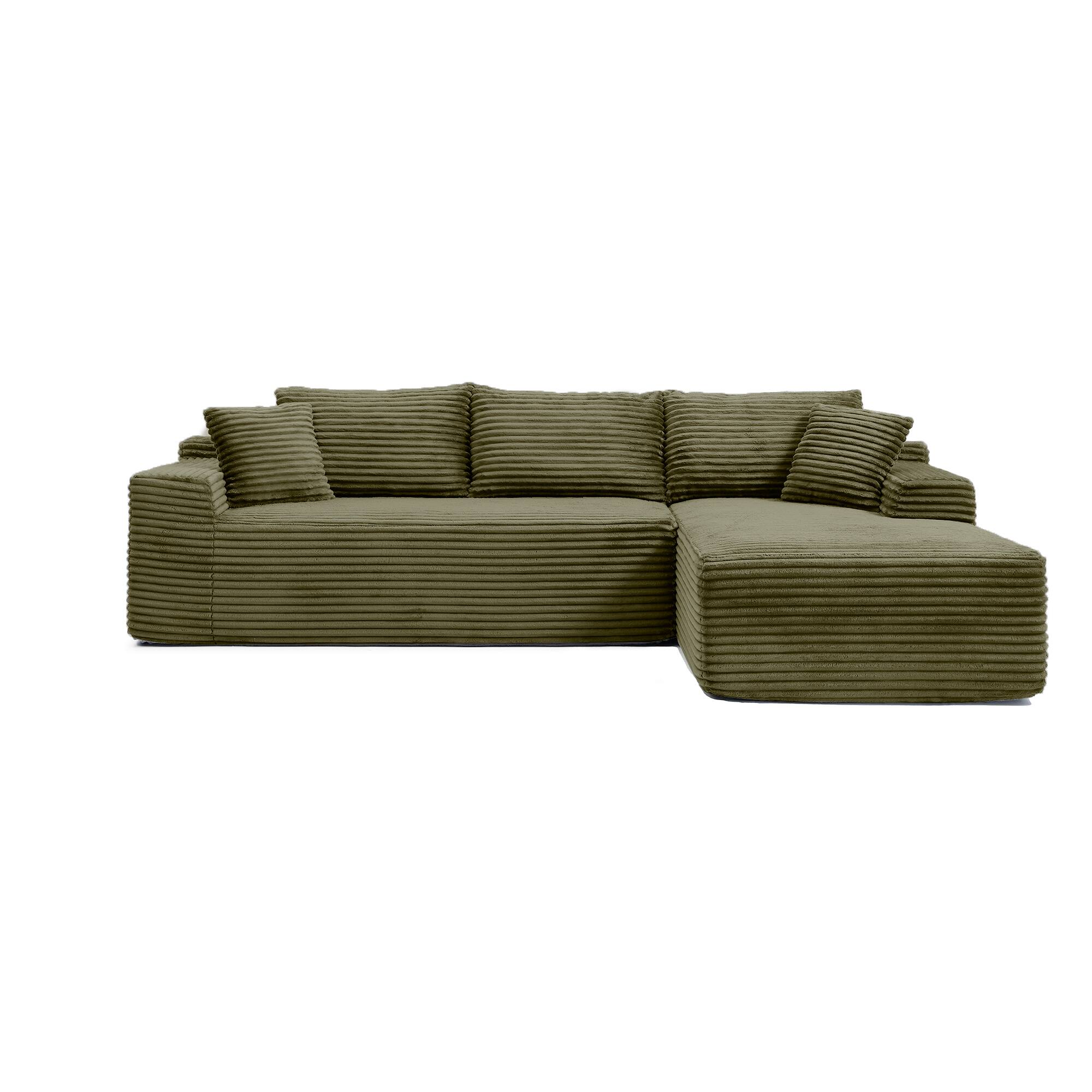 Left. Anysun - 95" Rabbit Hair Modular Cloud Sofa - Right L-Shape, Recliner, Minimalist Sleeper & Deep Seat for Living Room - Green.