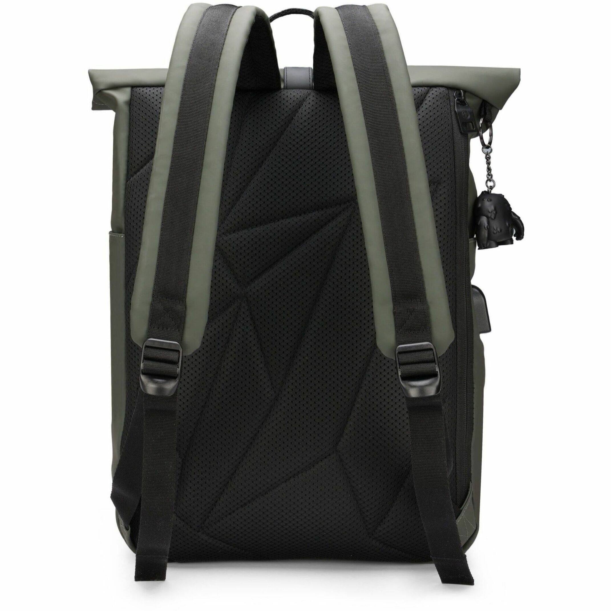 Alt View 11. Swissdigital Design - LAMONE Rolltop TSA-Friendly Water-Resistant Backpack With USB Charging Port  RFID Protection and Fits Up to 16″ Laptop - Dark Green.