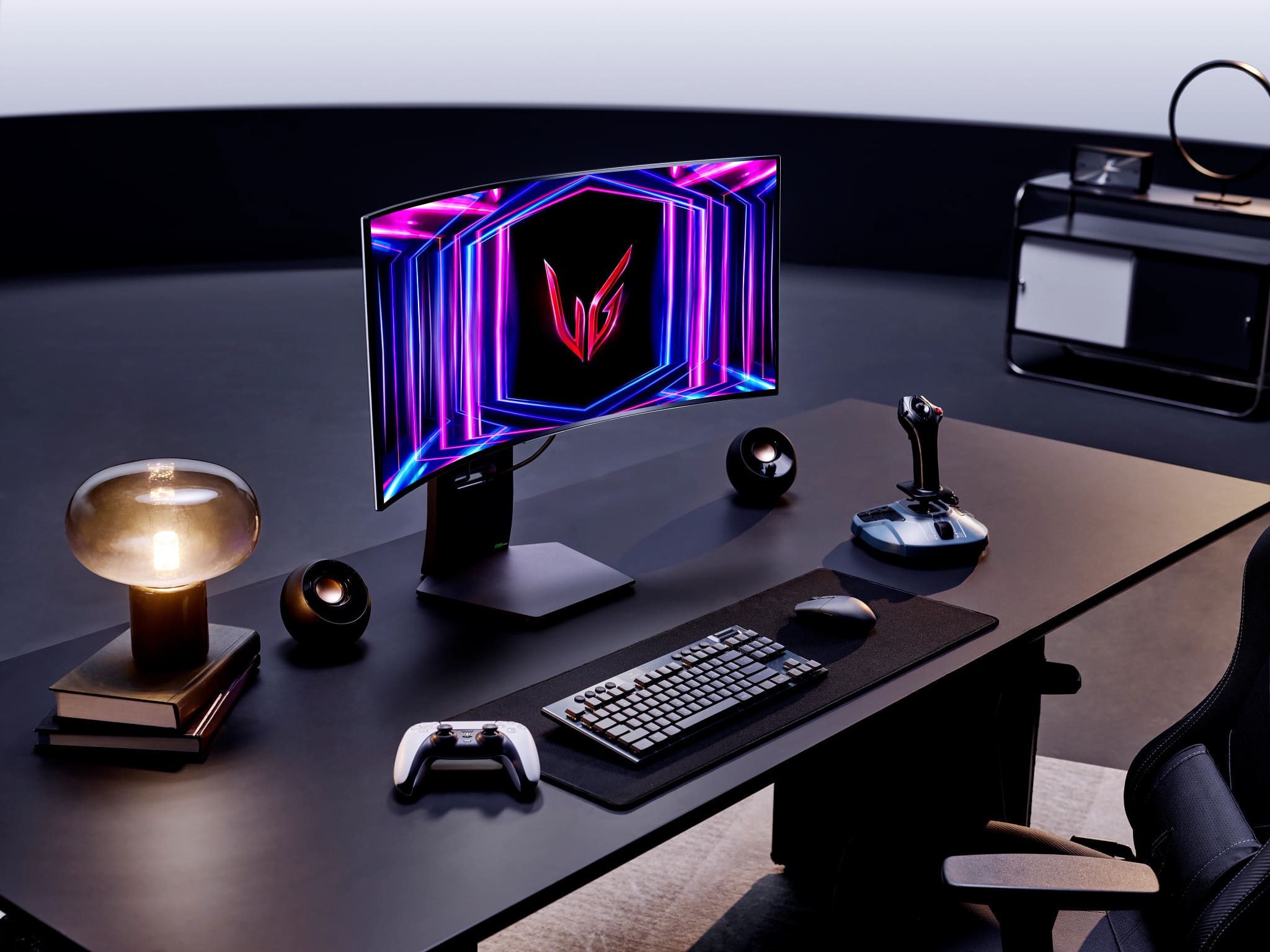 Left. LG - UltraGear 34" OLED Curved WQHD 240Hz 0.03ms FreeSync and NVIDIA G-SYNC Compatible Gaming Monitor with HDR400 - Black.