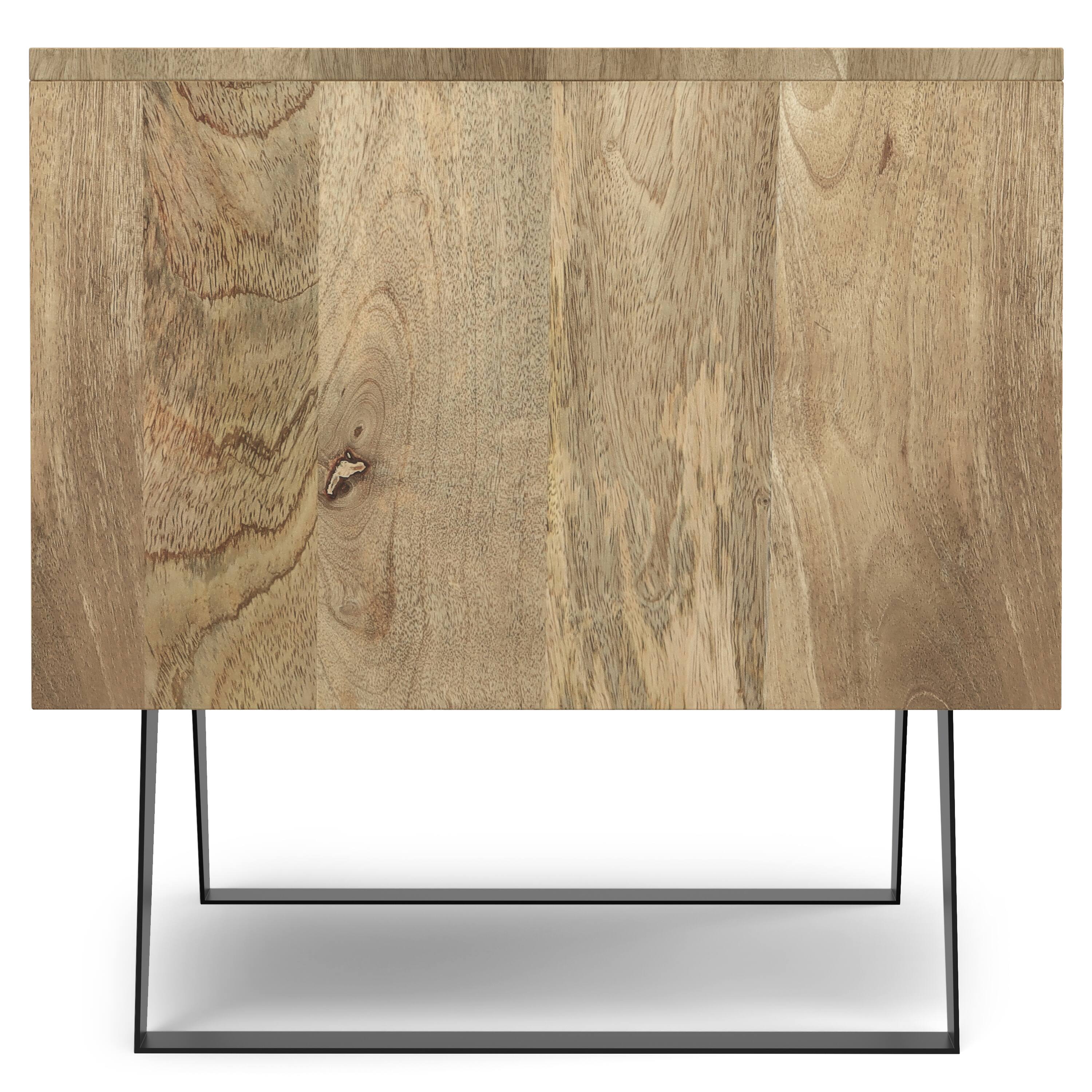 Alt View 2. Simpli Home - Lowry SOLID MANGO WOOD and Metal 22 inch Wide Rectangle Modern Industrial Side Table in Natural - Natural.