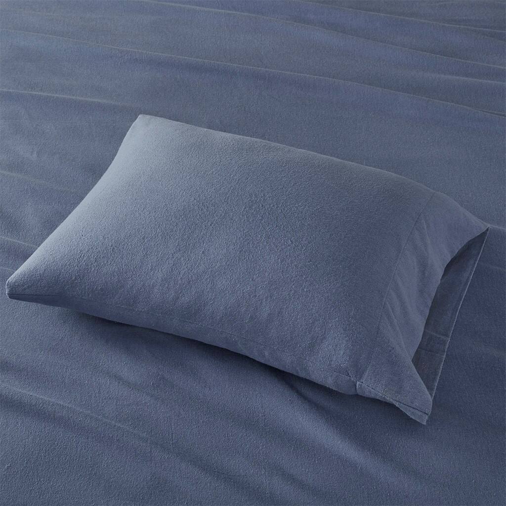 Gracie Mills - Persephone Cotton Flannel Sheet Set - Blue Solid - Thumbnail 2