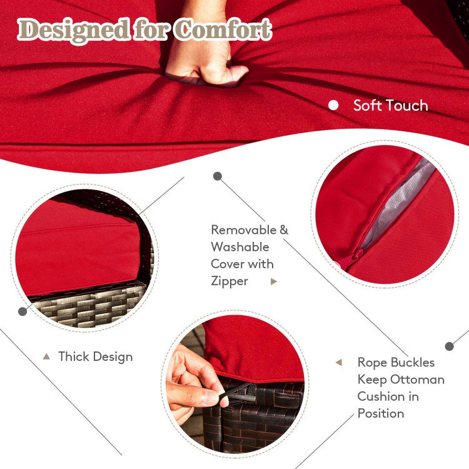 Designed for Comfort

- Soft Touch
- Removable & Washable Cover with Zipper
- Thick Design
- Rope Buckles Keep Ottoman Cushion in Position