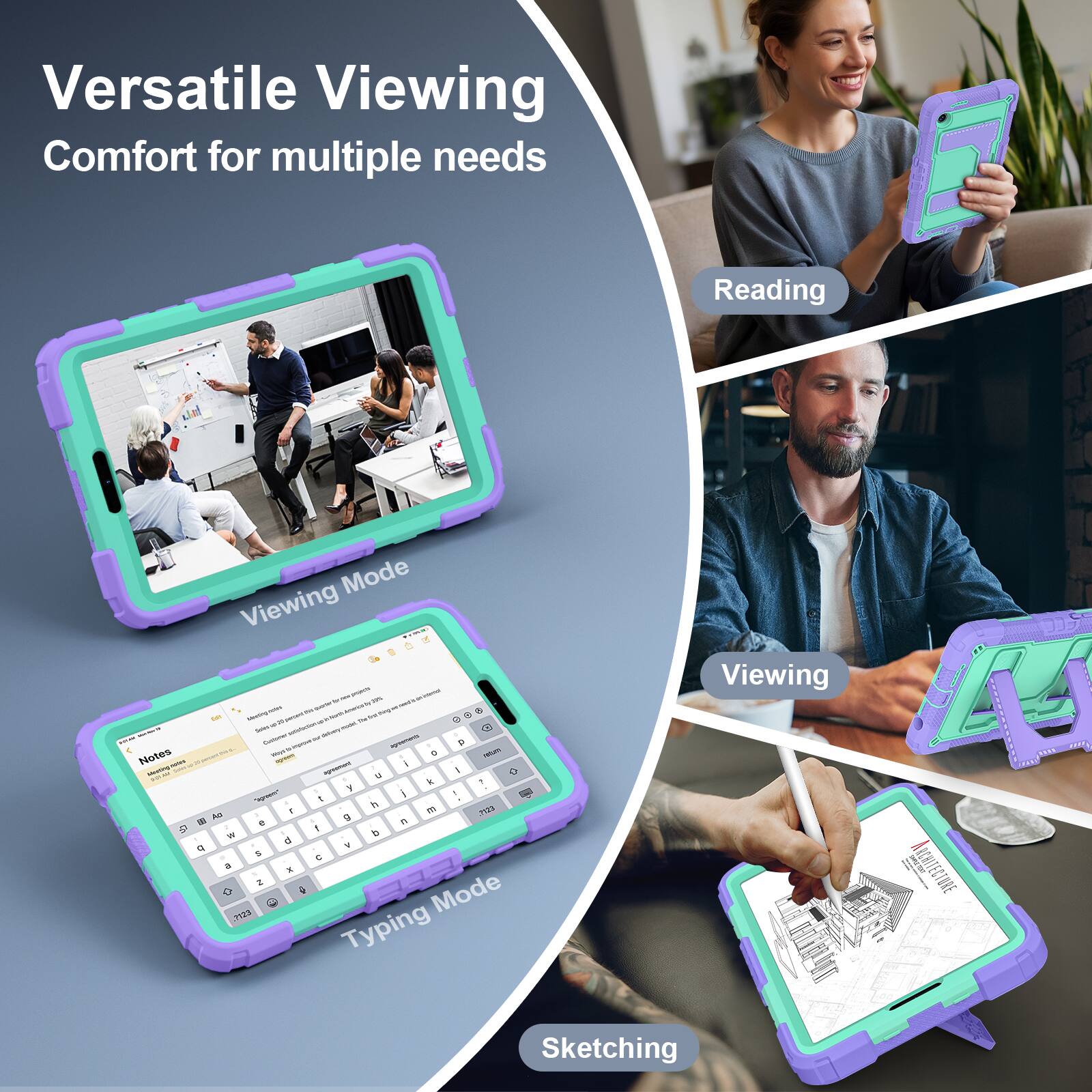 Versatile Viewing Comfort for multiple needs

- Reading Mode
- Viewing Mode
- Typing Mode
- Sketching

Reading
Viewing
Sketching
