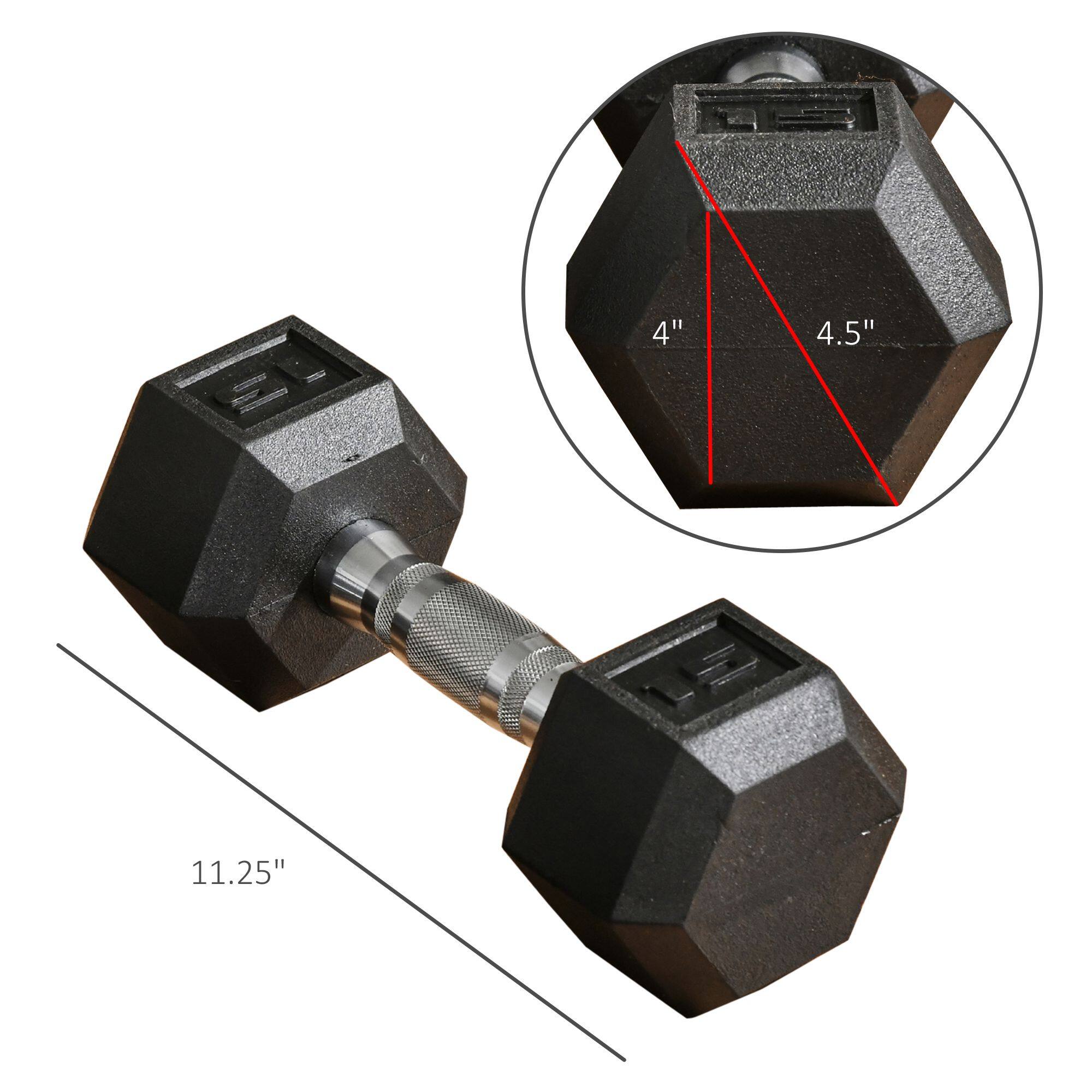 Soozier 2 x 15lbs Hex Dumbbell Set of 2, Rubber Weights Exercise