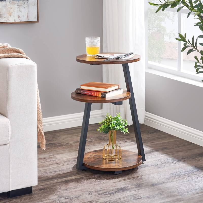 Alt View 1. Cleave Techs Inc - Compact Country-Rustic Side Table - Brown.