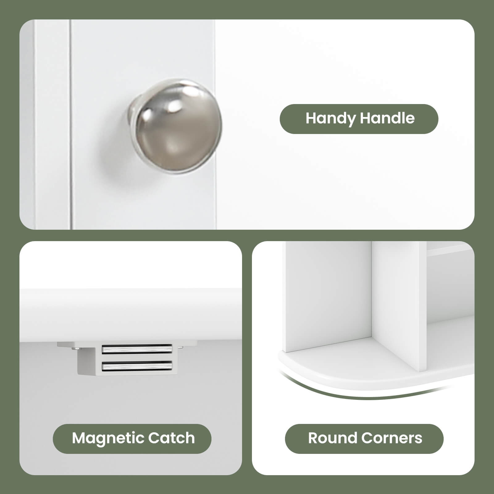 Handy Handle  
Magnetic Catch  
Round Corners