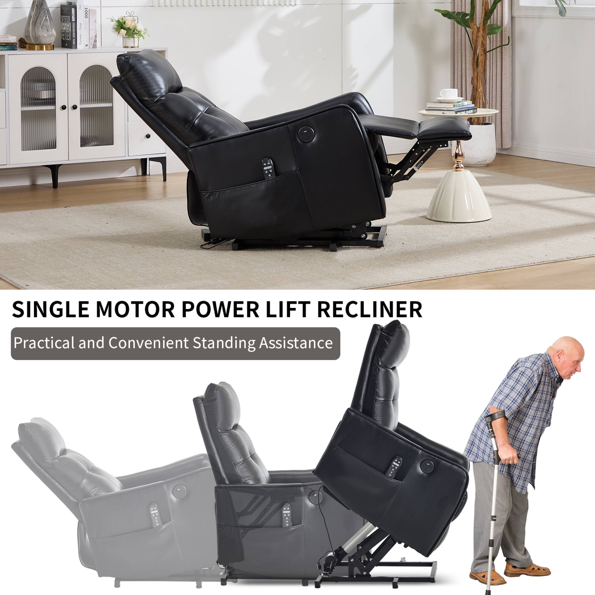 SINGLE MOTOR POWER LIFT RECLINER  
Practical and Convenient Standing Assistance