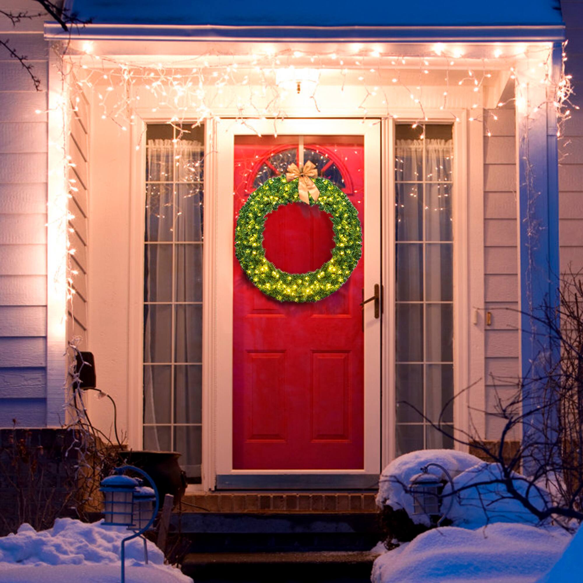 Alt View 2. Gymax - Gymax 48'' Pre-Lit Artificial Christmas Wreath Holiday Decoration w/ LED Lights - Green.