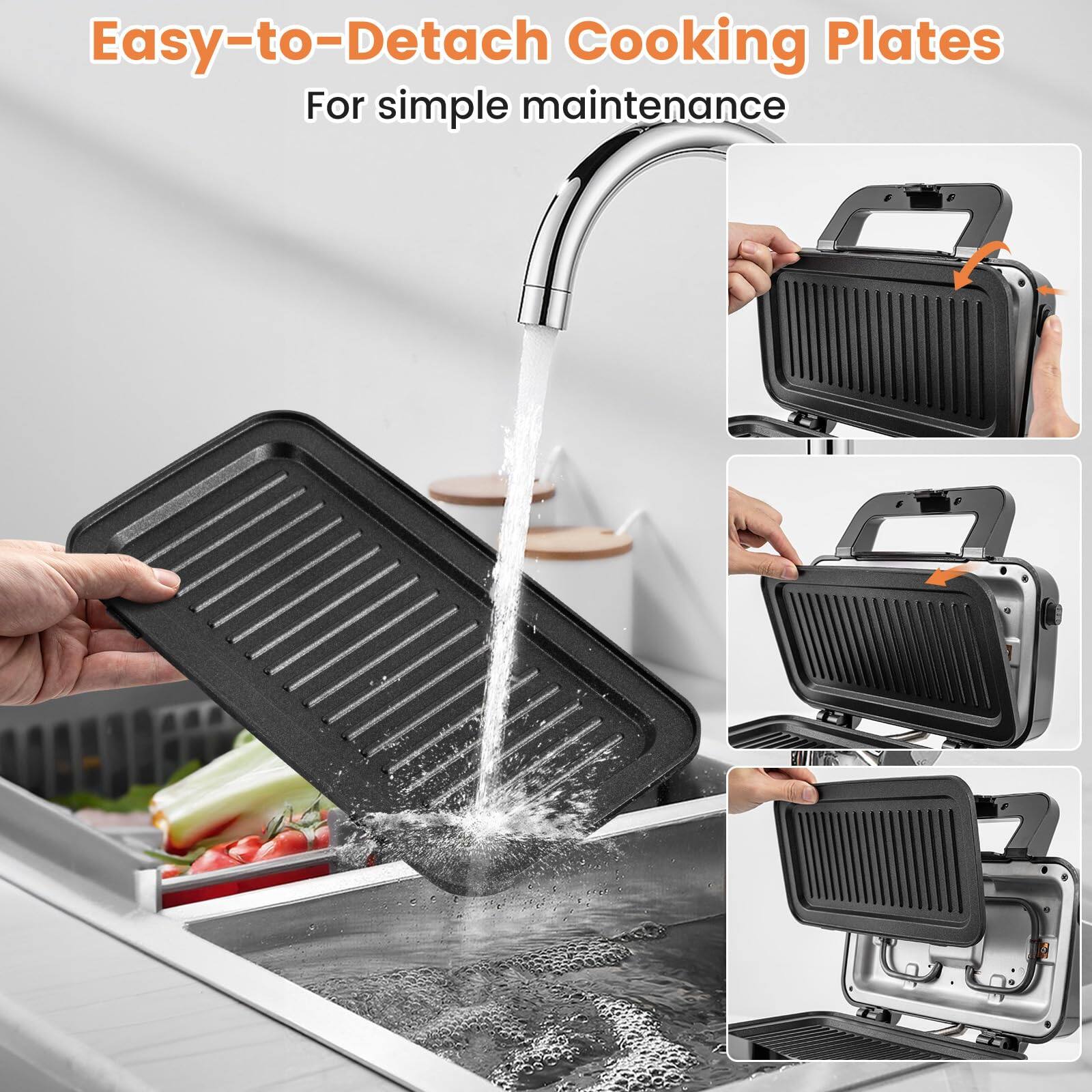 Easy-to-Detach Cooking Plates  
For simple maintenance
