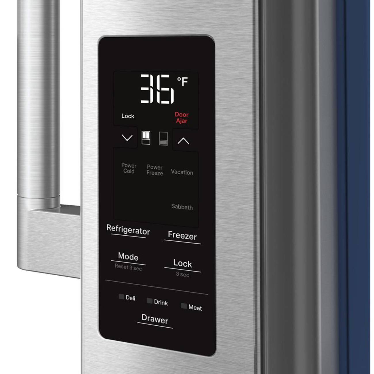 F B6 Lock Door Ajar Power Cold Freeze Vacation Sabbath Refrigerator Freezer Mode Reset 3 sec Lock 3 sec Deli Drink Drawer Meat