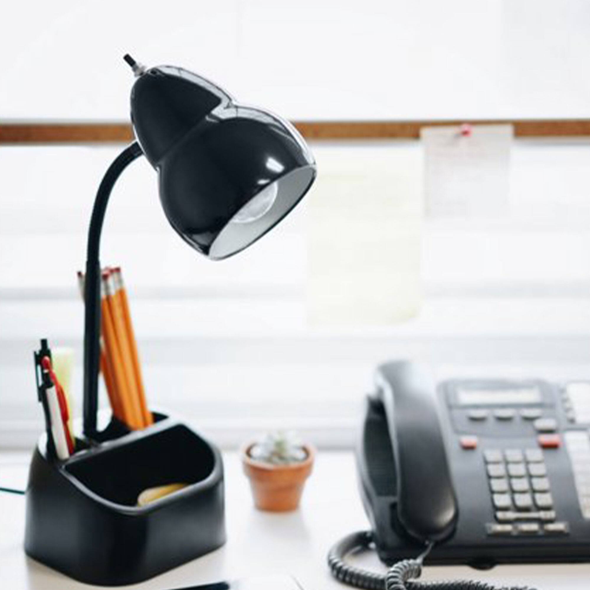 Alt View 3. Globe Electric - Globe Electric LED Integrated Goose Neck Desk Lamp with USB Port and Organizer - Black.