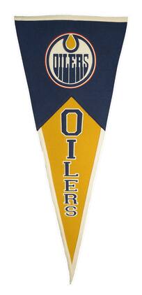 Winning Streak Sports - HUGE - OVER 40 INCHES LONG - Edmonton Oilers Classic Wool Pennant 17x40 - Multi