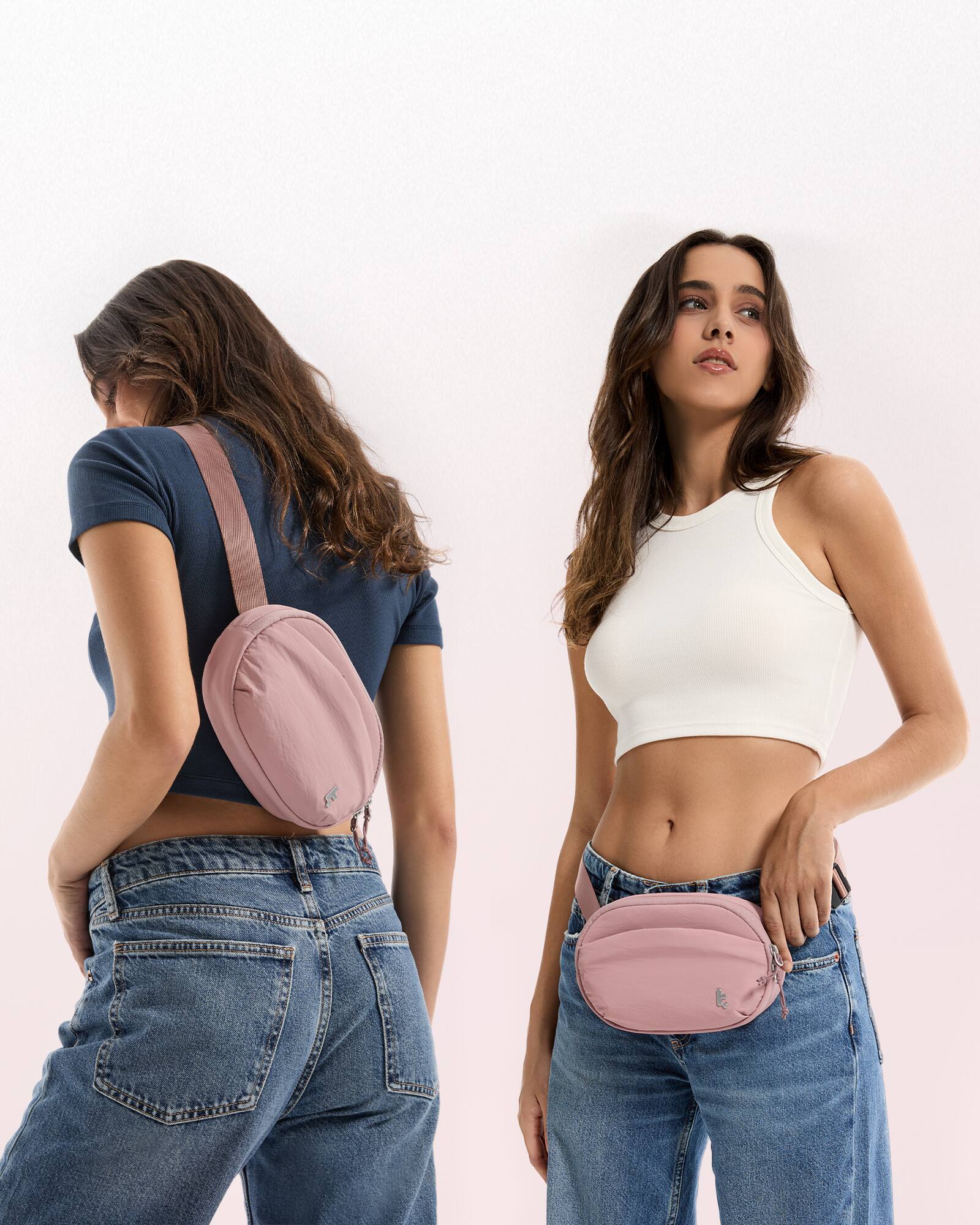 Alt View 18. tomtoc - SlingBean-T32 1.5L Sling Bag with RFID Blocking, Belt Bag Fanny Pack Waist Bag Crossbody Bag for Travel, Everyday - Pink.