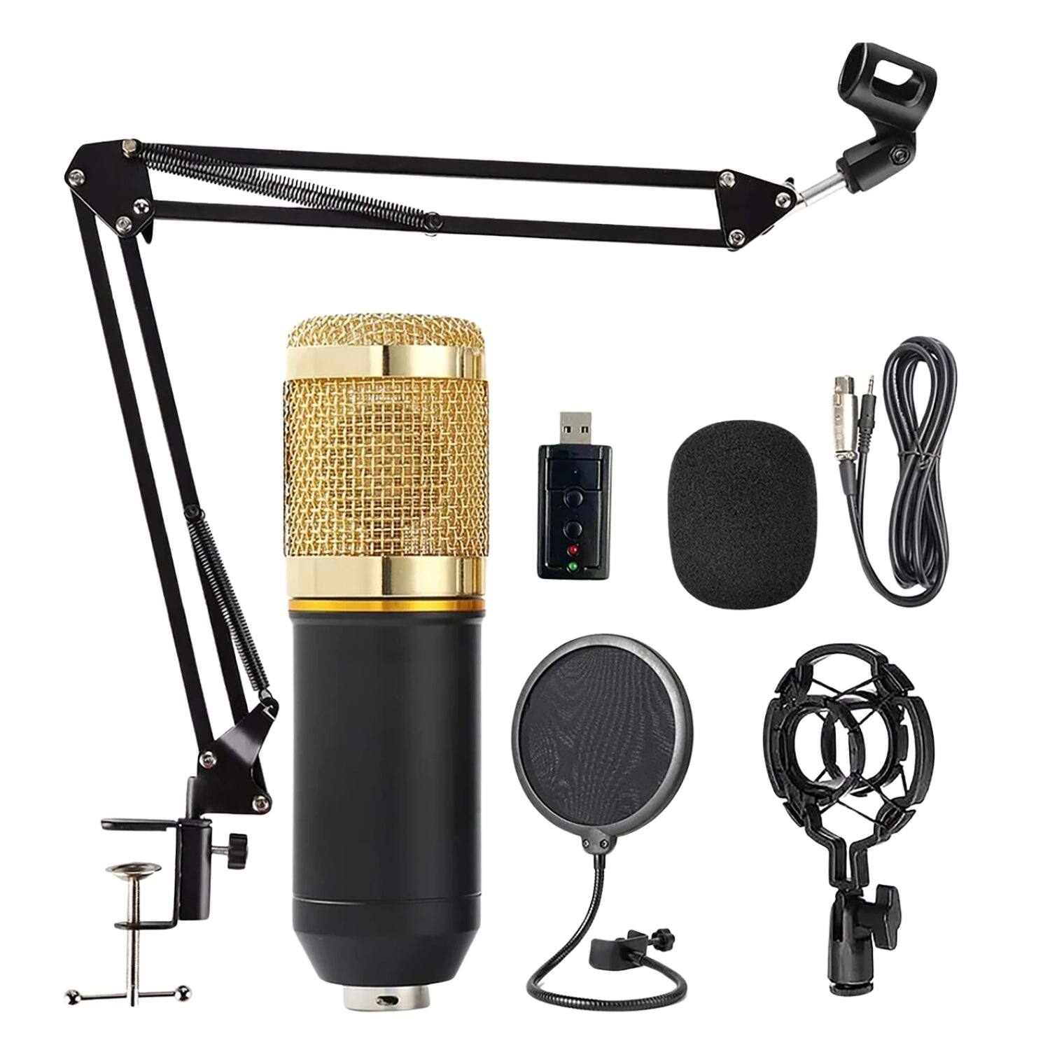 Front. 5 CORE - Recording Microphone Podcast Bundle Professional Condenser Cardioid Mic Kit w Boom Arm-REC SET.