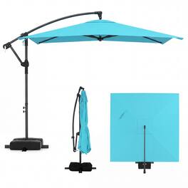 Gymax - 8 x 8 FT Offset Cantilever Patio UmbrellaSquare Hanging Outdoor Market Umbrella Outdoor Turquoise - Green