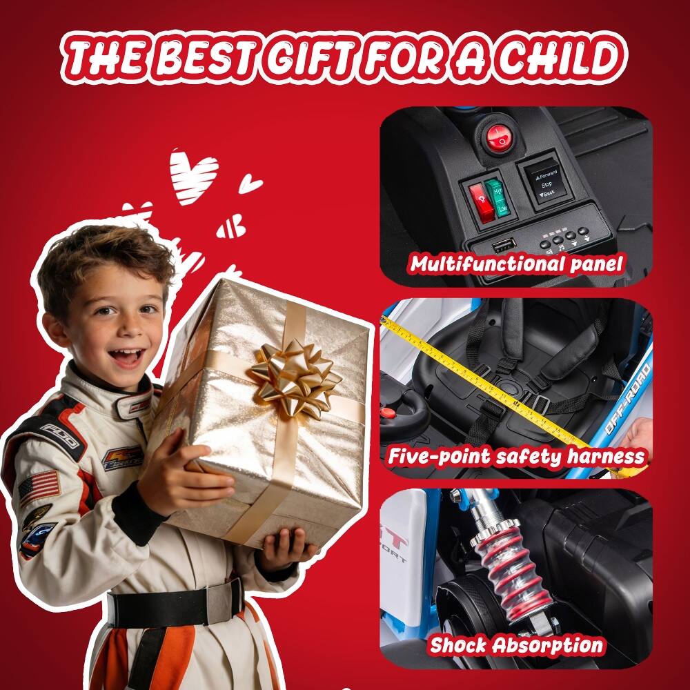 THE BEST GIFT FOR A CHILD

A Forward Stop Back

B E

Multifunctional panel

Five-point safety harness

Shock Absorption