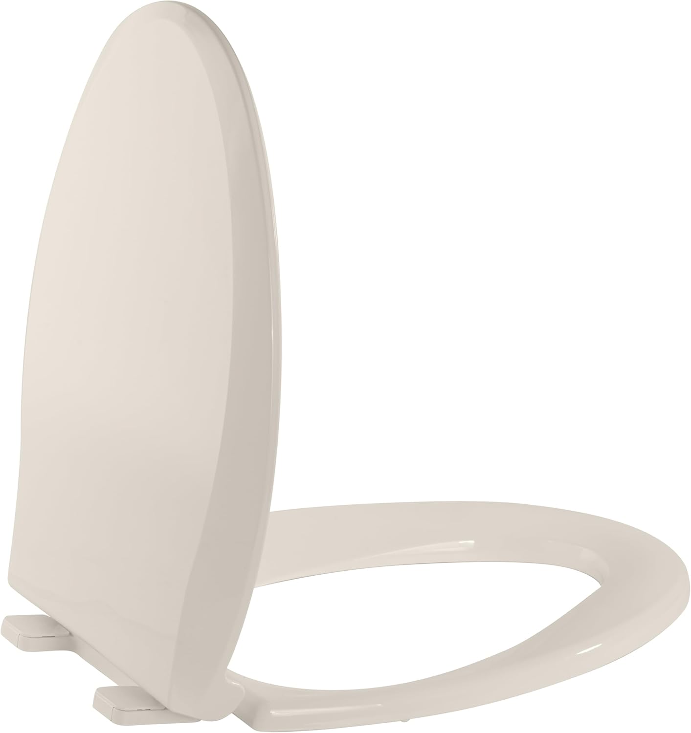 Left. Jojoka - Almond 19 Inch Elongated Toilet Seat PP Combo Soft Close Quick Install - Gold.