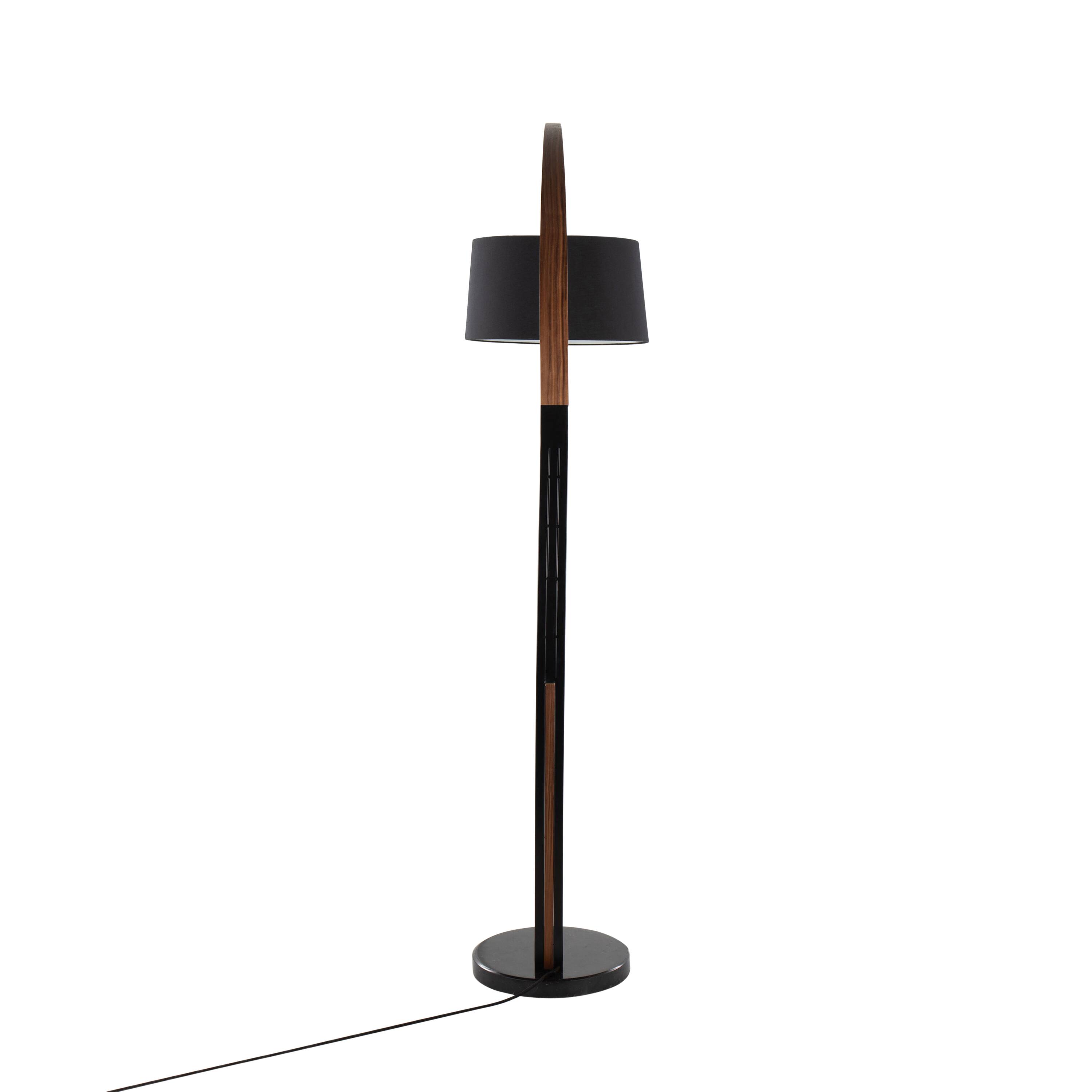 Alt View 1. APRILSOUL - Noah Mid-Century Modern Floor Lamp with Walnut Wood Frame and Marble Base by LumiSource - Walnut.