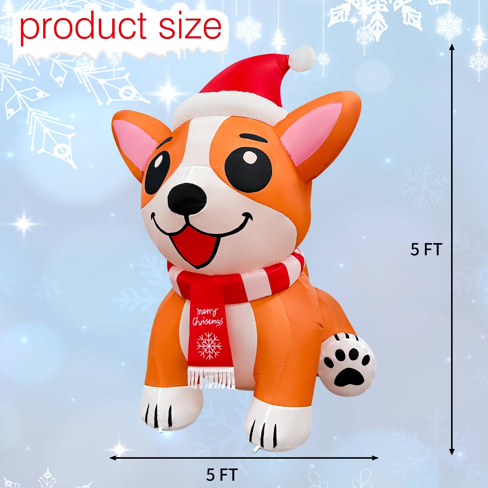 product size  
5 FT  
merry Christmas  
5 FT