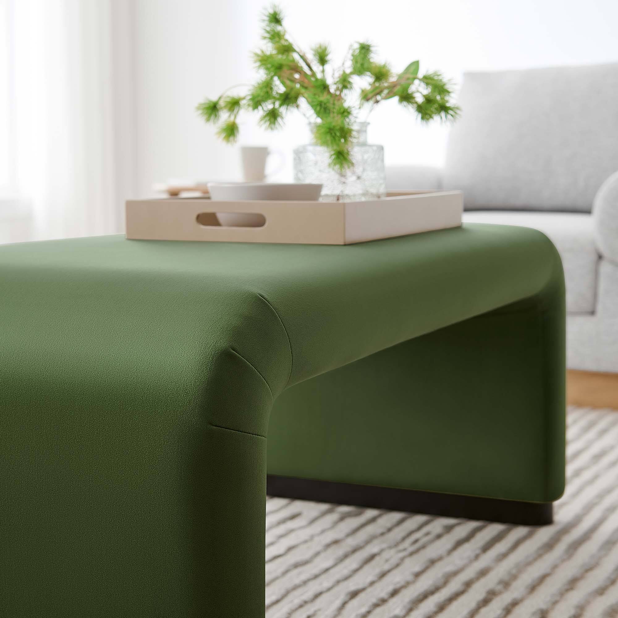 Alt View 1. Modway - Koda Performance Velvet Waterfall Ottoman by Modway - Black Moss Green.