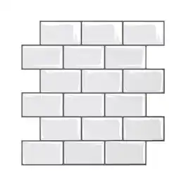 VEVOR - Peel and Stick Backsplash 10-Sheet, 12 x 12 x 0.78 inch / 305 x 305 x 2.0 mm Self-Adhesive Wall Tiles - Main body white, gray lines