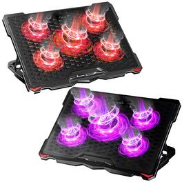HongFei - S035 Laptop Cooling Pad, Red and Purple Lights Set - Black