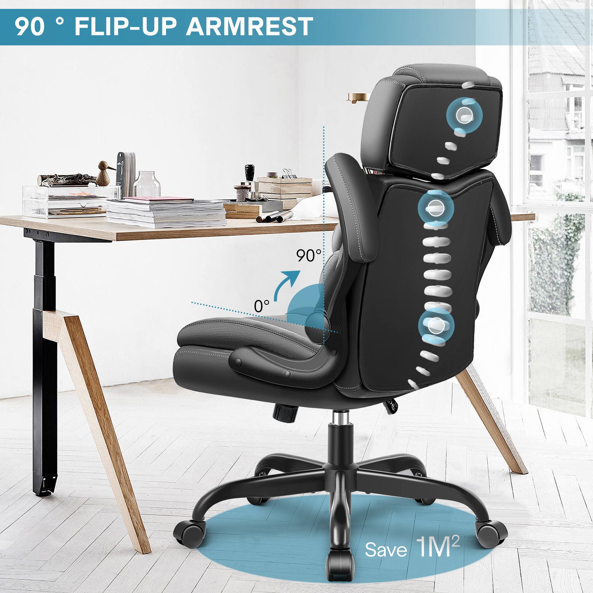 90° FLIP-UP ARMREST

Save 1M²
