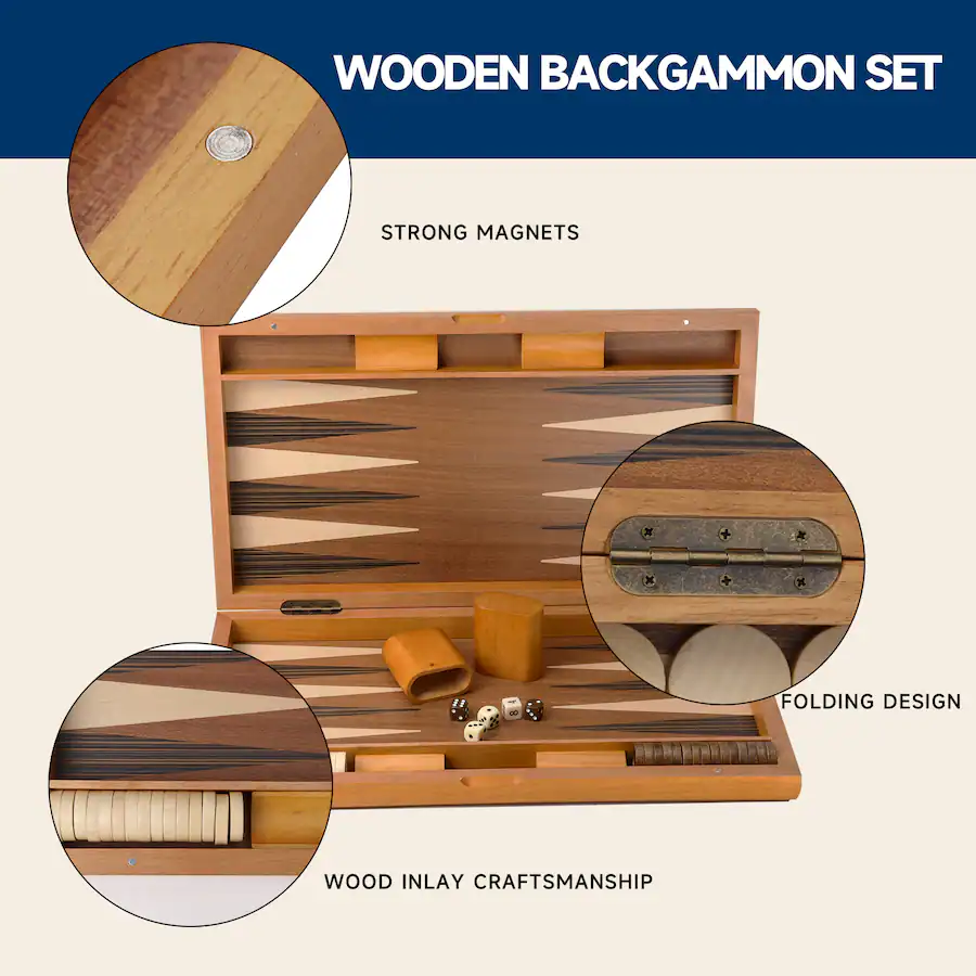 Backamon Game GSE Games & Sports Expert Premium Wooden Folding Inlay Backgammon Board ...