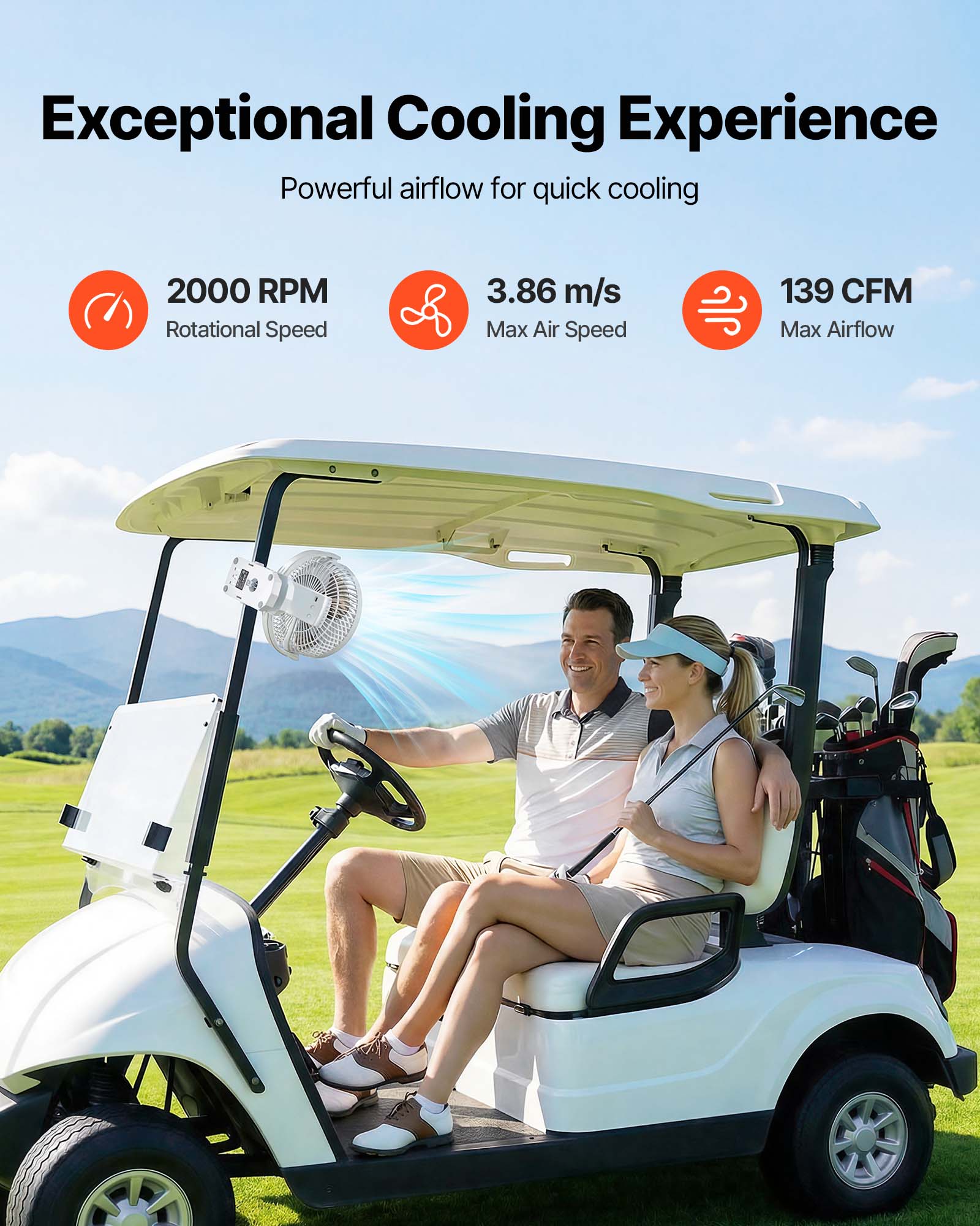 Exceptional Cooling Experience  
Powerful airflow for quick cooling  
2000 RPM Rotational Speed  
3.86 m/s Max Air Speed  
139 CFM Max Airflow