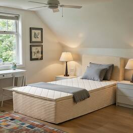 Ovios - Twin XL 16" Plush Mattress with Memory Form in a Box, Detachable Headboard Included - Beige