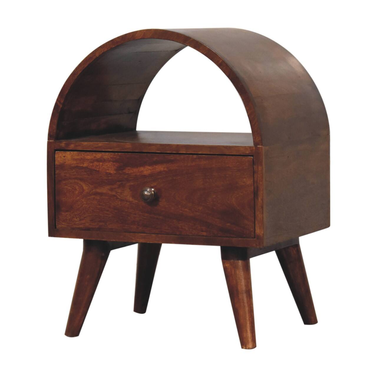 Back. Artisan Furniture - Artisan Furniture Solid Wood Chestnut Dome Bedside, 1 Drawer, Dark Brown - Dark Brown.