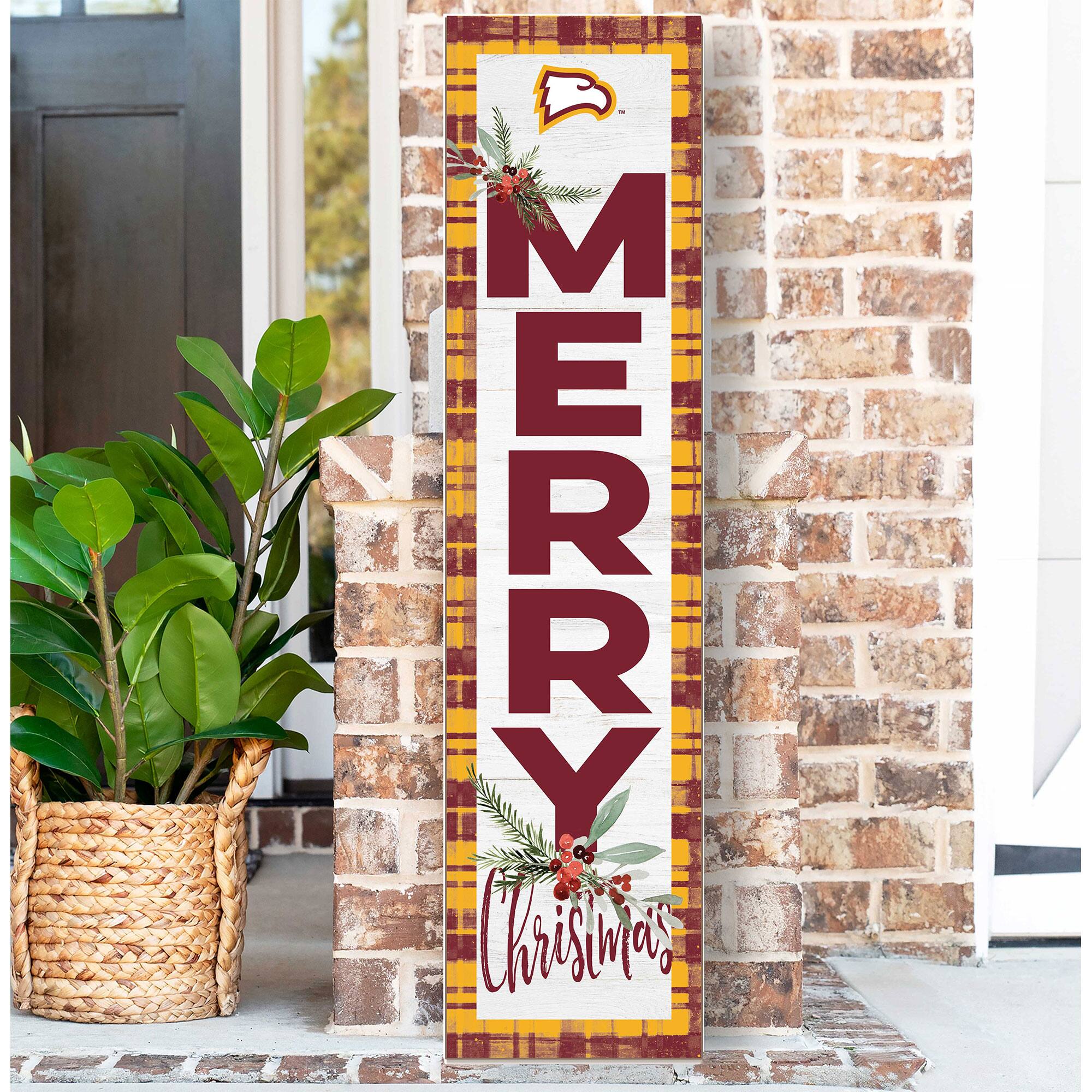 Alt View 1. Jardine - Winthrop Eagles 12'' x 48'' Outdoor Merry Christmas Leaner - White.