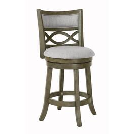 New Classic Furniture - Manchester 24" Solid Wood Counter Stool with Fabric Seat in Ant - Gray