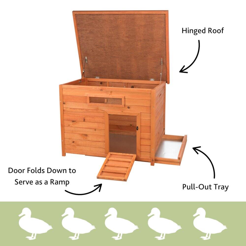 Hinged Roof  
Door Folds Down to Serve as a Ramp  
Pull-Out Tray