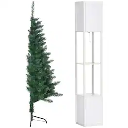 Homcom - Half Artificial Christmas Tree Holiday Décor with 229 Branches, Auto Open, Steel Base - Green