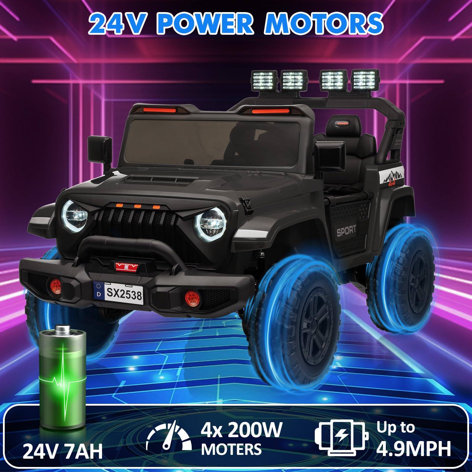 24V POWER MOTORS

24V 7AH

4x 200W MOTORS

Up to 4.9MPH