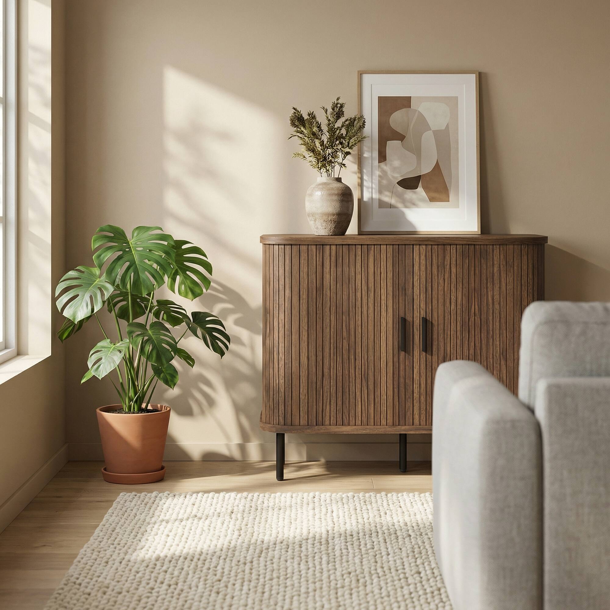 Alt View 3. Homcom - Sideboard Buffet Cabinet with Storage - Walnut.