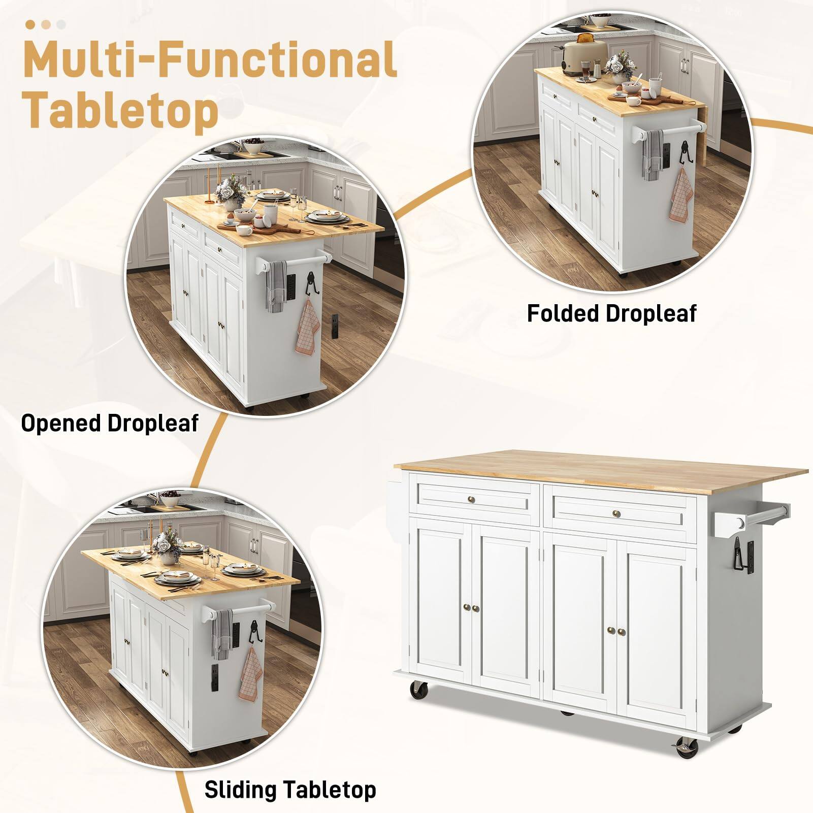 Multi-Functional Tabletop

Folded Dropleaf

Opened Dropleaf

Sliding Tabletop