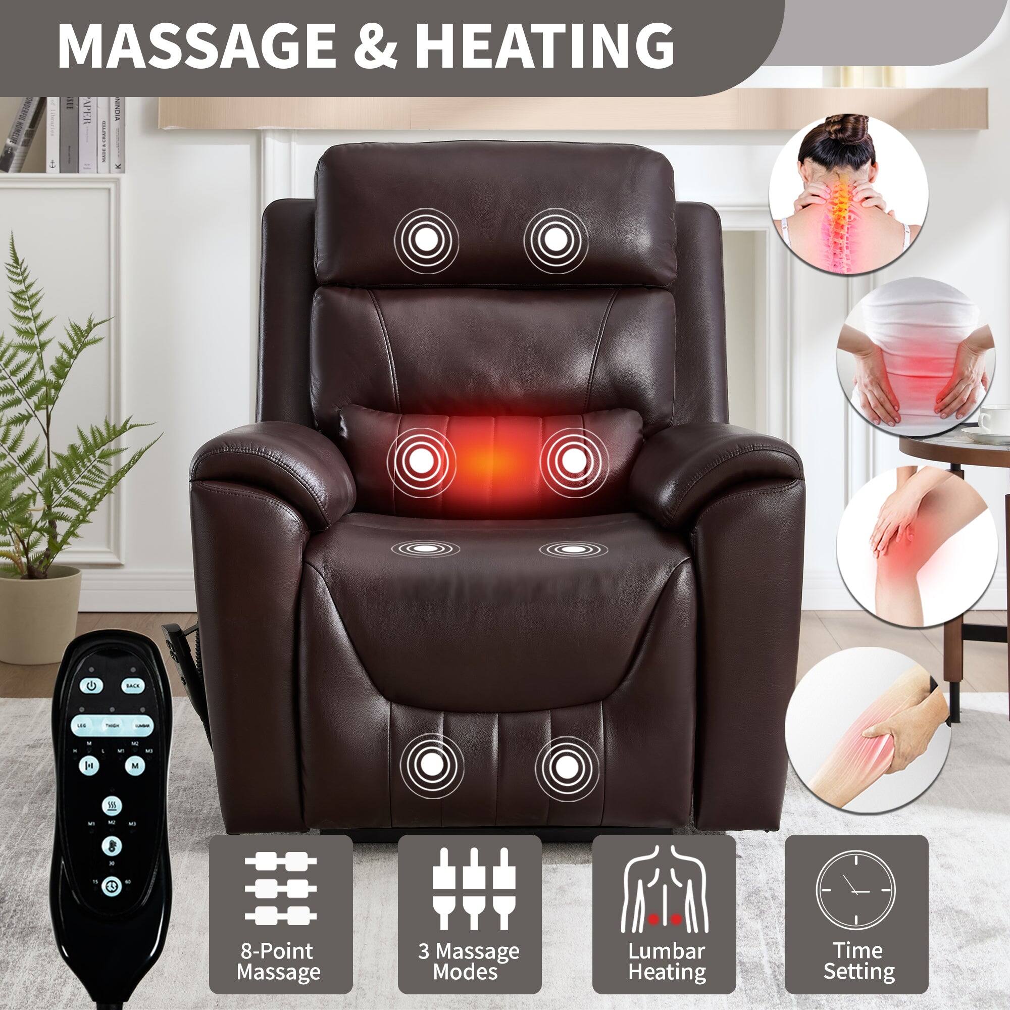 MASSAGE & HEATING

- 8-Point Massage
- 3 Massage Modes
- Lumbar Heating
- Time Setting