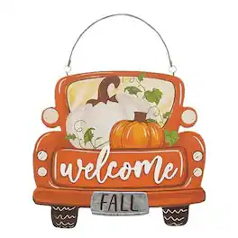 BreeBe - *Welcome Pumpkin Truck Metal Sign - Multi