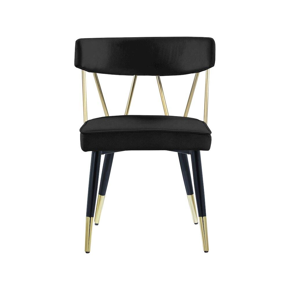 Alt View 3. Meridian Furniture - Rheingold Black Velvet Dining Chair, Set of 2 - Black.