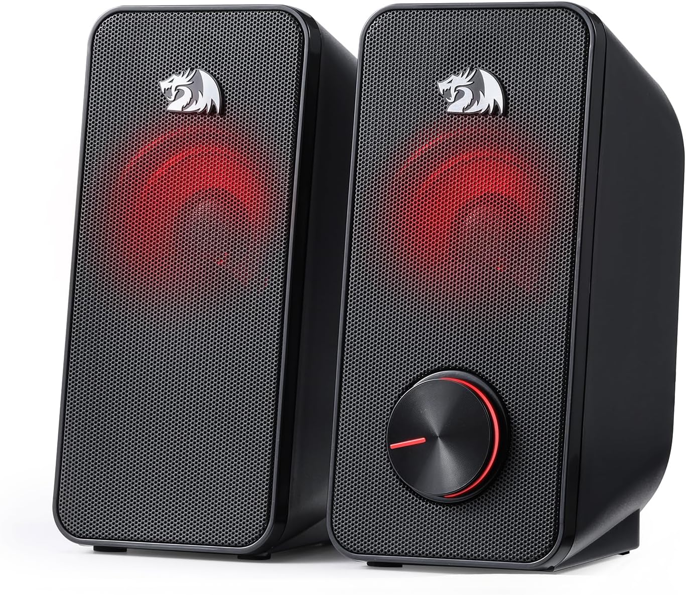 Stamp n Camp - Redragon GS500 Stentor PC Gaming Speaker, 2.0 Channel Stereo Desktop Computer Speaker with Red Backlight, Quality Bass
