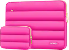 Front. mosiso - Puffy Laptop Sleeve 13-13.3 inch for MacBook Air 13 13.6 M4 M3 M2 M1/Pro 13/Pro 14, HP Dell ASUS Lenovo - Rose Red.
