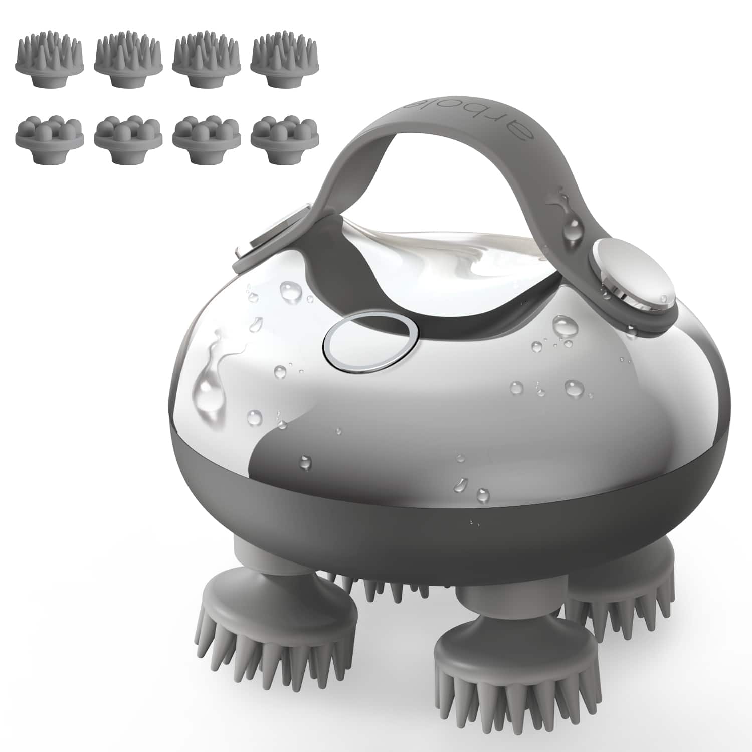 Arboleaf - Electric Scalp Massager, Waterproof Head Massager for Stress Relax, Hair Massage with 8 Removable Claws, Gift - Silver