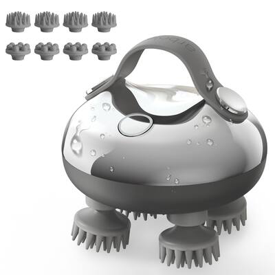 Arboleaf - Electric Scalp Massager, Waterproof Head Massager for Stress Relax, Hair Massage with 8 Removable Claws, Gift - Silver Arboleaf - Electric Scalp Massager, Waterproof Head Massager for Stress Relax, Hair Massage with 8 Removable Claws, Gift - Silver