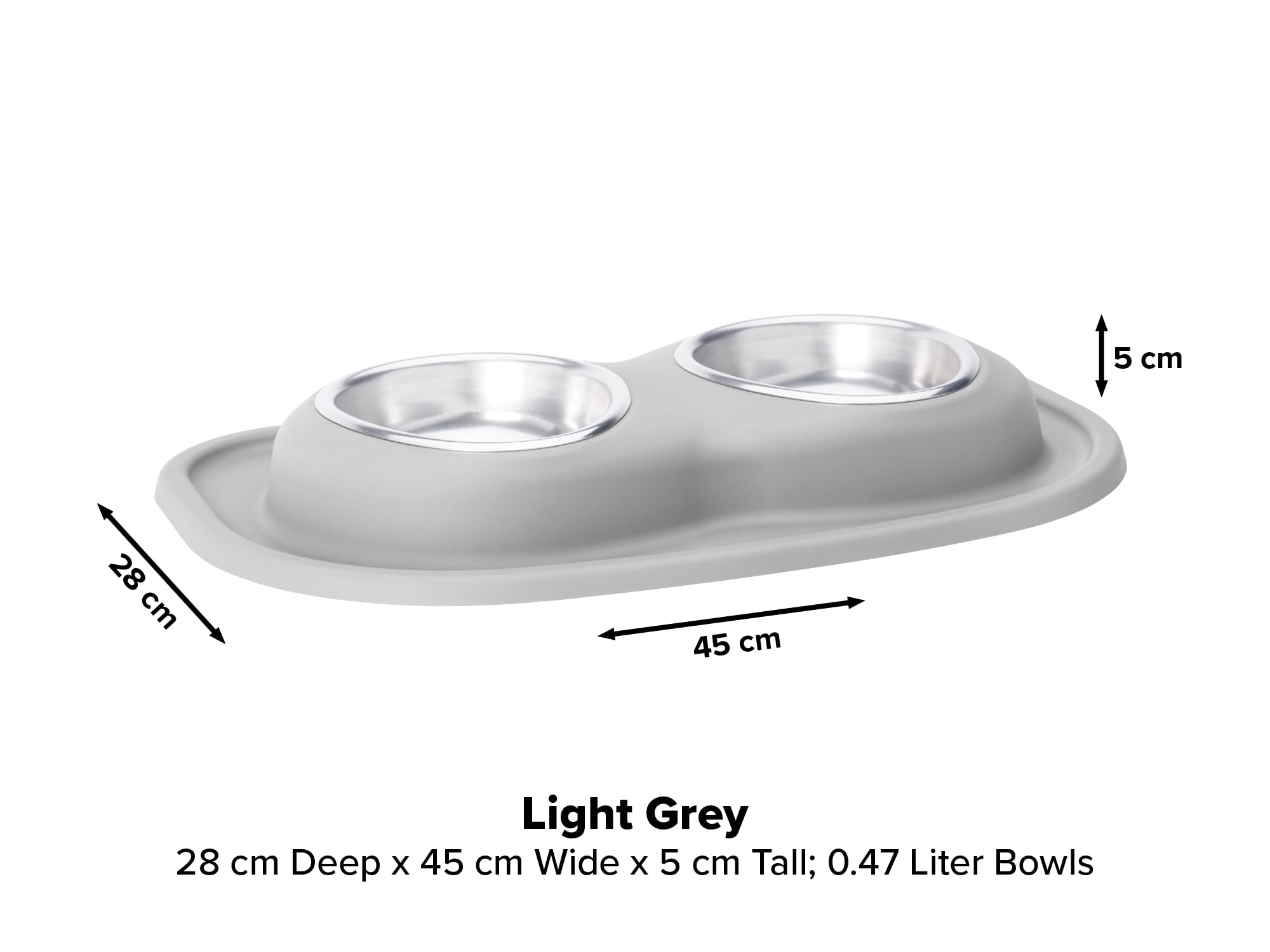 5 cm  
28 cm  
45 cm  
Light Grey 28 cm Deep x 45 cm Wide x 5 cm Tall; 0.47 Liter Bowls